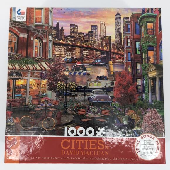 Ceaco 1000 Piece "Cities" by David MacLean Jigsaw Puzzle with Poster - GUC - Picture 1 of 12